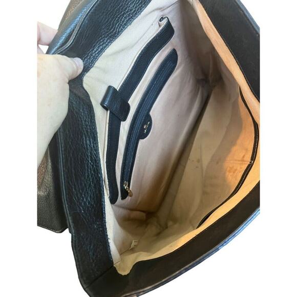 J. Estina Black Pebbled Leather Backpack Style Computer Bag Brief Case - Picture 12 of 16